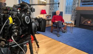 Documentary filmmaking setup with an anamorphic lens