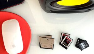 Camera cards ready to be offloaded onto an editor's workstation