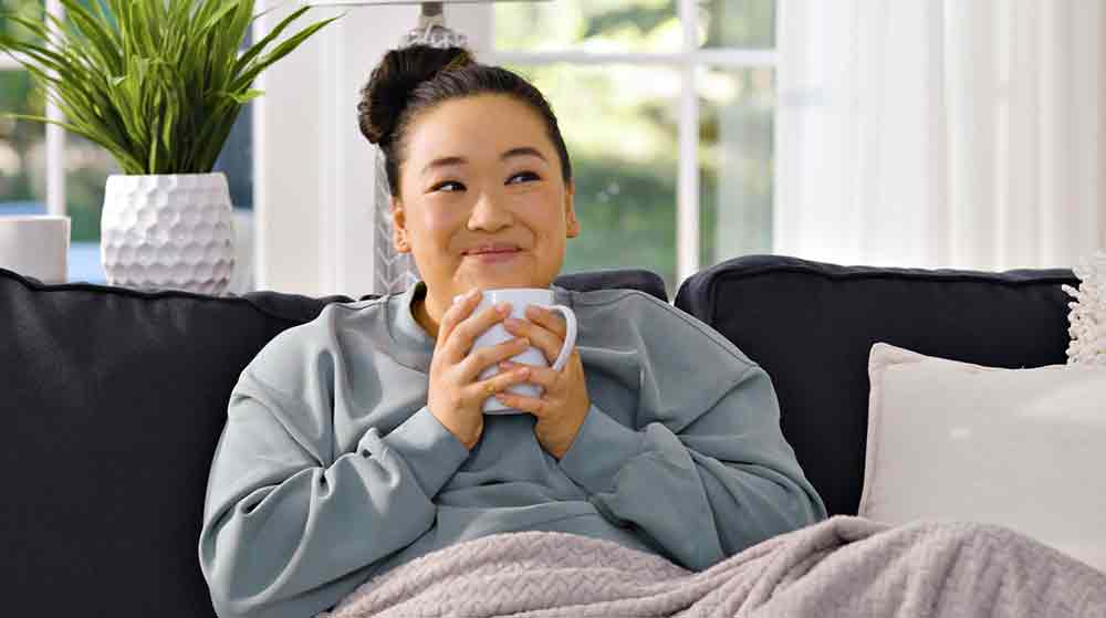 Commercial Video Production shoot with actor holding coffee