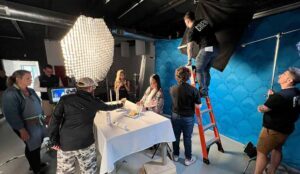 Cameras and lighting is prepared for a New Jersey Social Media Plans film shoot