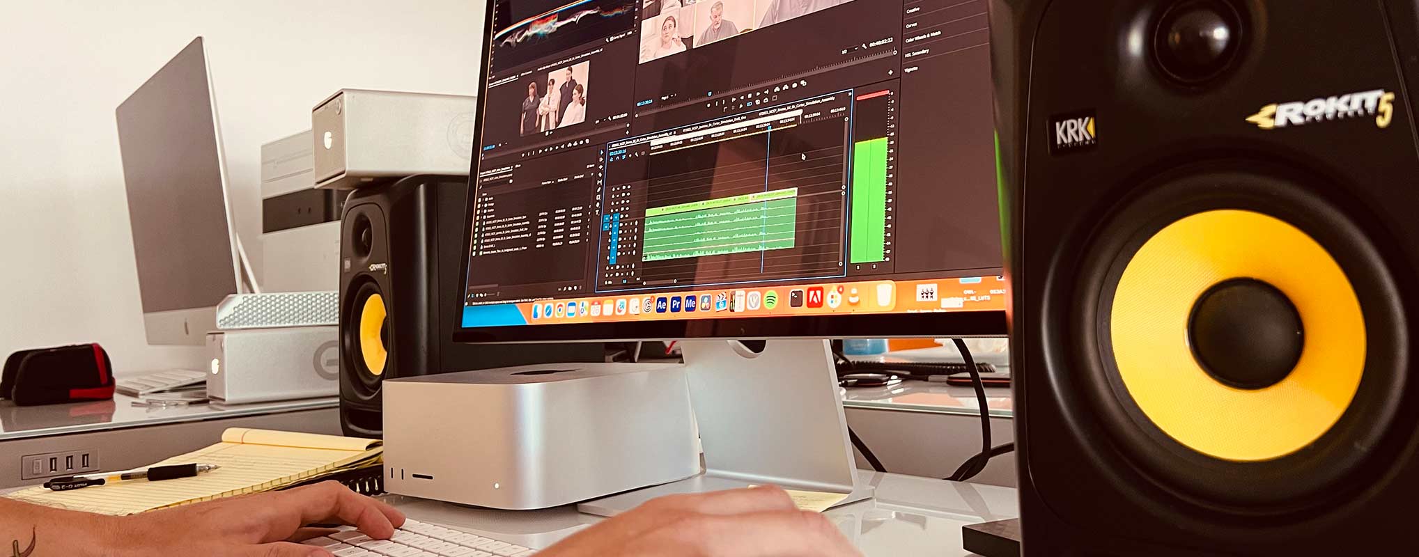 NJ video editing commences on an apple mac studio workstation