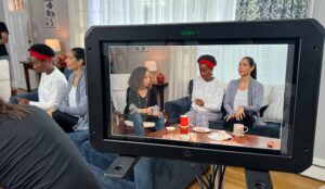 group of actors wait for action on video marketing production