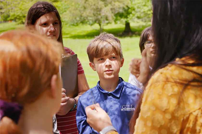 A young student is filmed at a New Jersey Private School for an education video production.