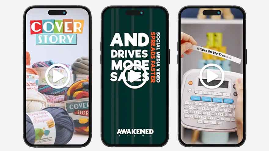 A series of iphone screens showing new jersey social media content created by Awakened Films