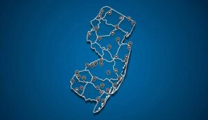 AI-generated image of the state of NJ with pins representing videographers