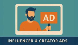 an icon of a computer screen showing a man holding an "AD" sign