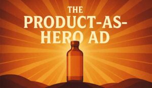 A starburst graphic showing a product as hero